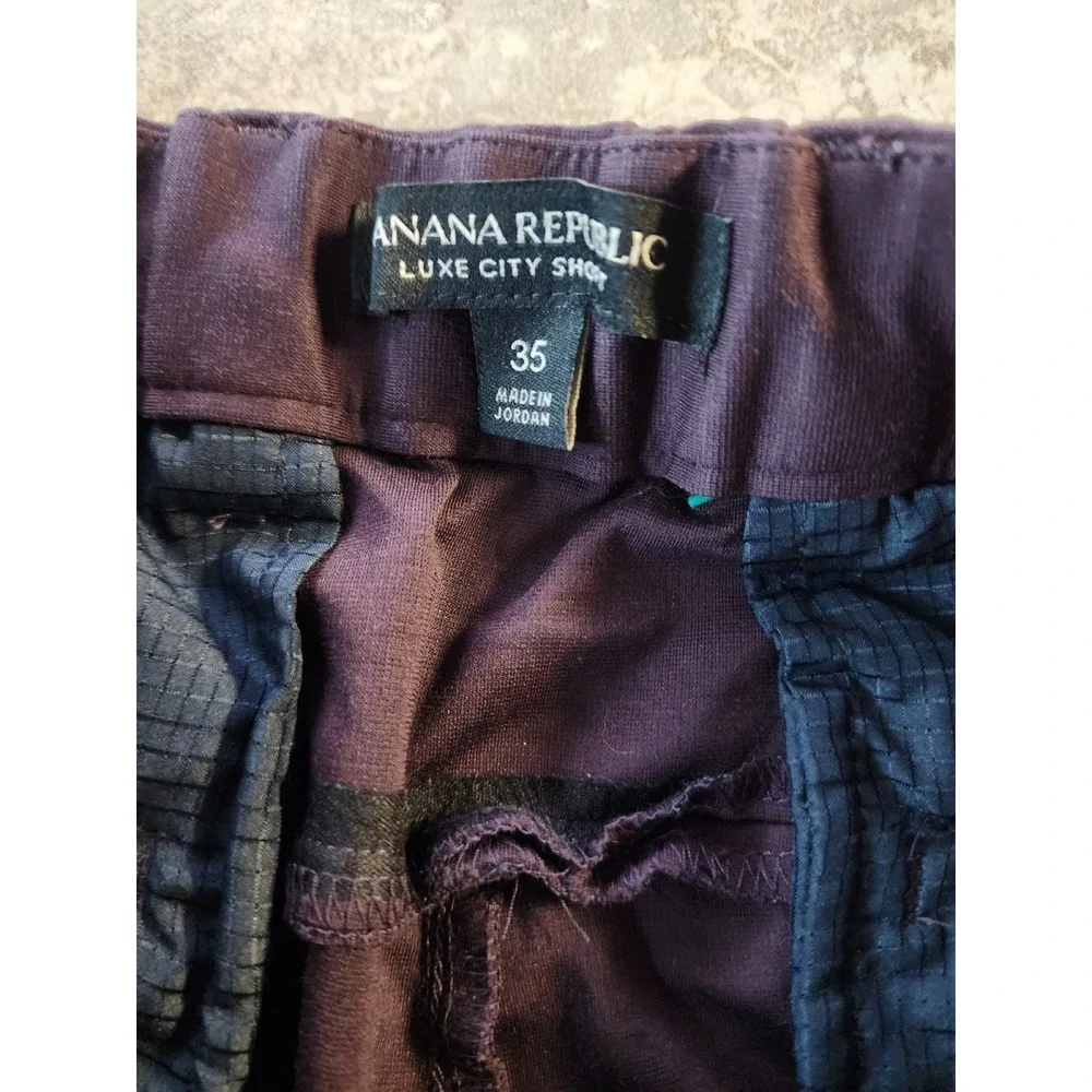 Banana Republic Luxe City Shorts Mens 35 Purple Flat Front Stretch Drawstring